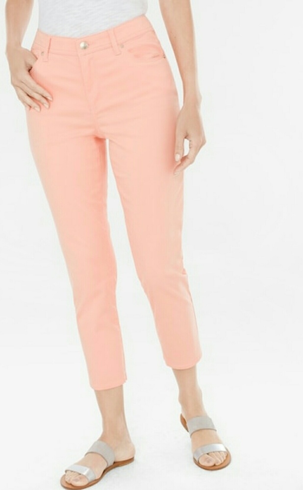 CHICO'S CHIC FLATTERING SATEEN CAPRI PEACH 14 NWT!